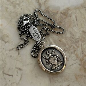 Rare Pyrrha Strength & Unity Sterling Silver Talisman Necklace 18” Chain